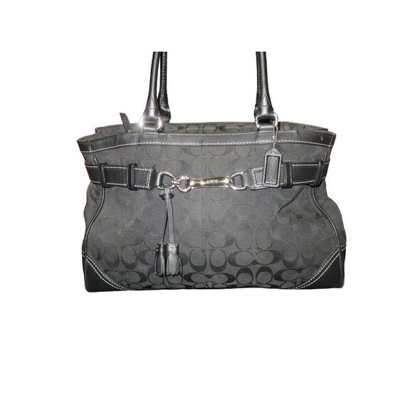 Coach 2008 Hampton Signature C Jacquard black Tote with matching long wallet - Picture 2 of 16